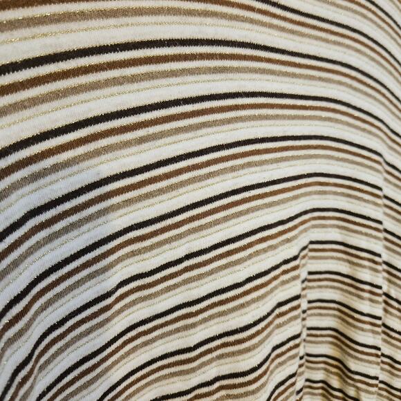 Studio Works Size Extra Large XL Striped Stripes Brown White Cotton Mock Neck - Picture 2 of 8